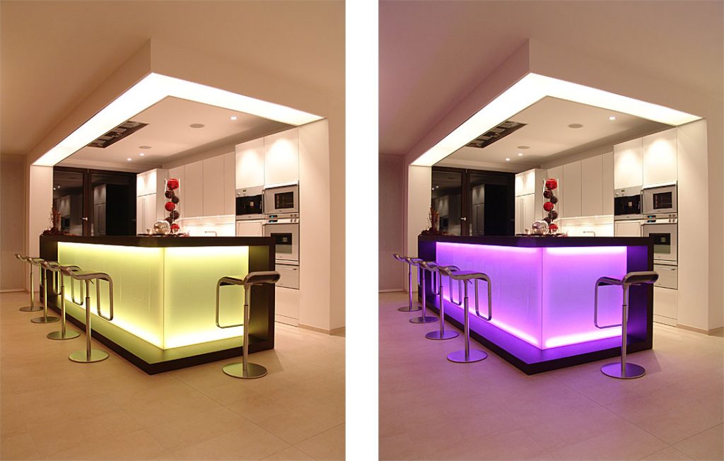 Wohnraum mit LED-Beleuchtung | Auftragsarbeit